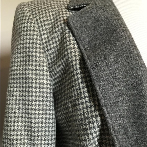 80s Vintage Gray Houndstooh Wool Blazer - Picture 3 of 7